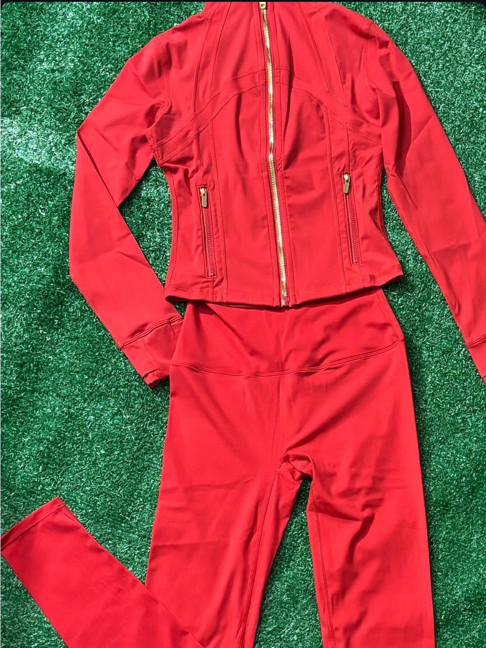 Women’s High-Waist Red Active Leggings + jacket - non branded